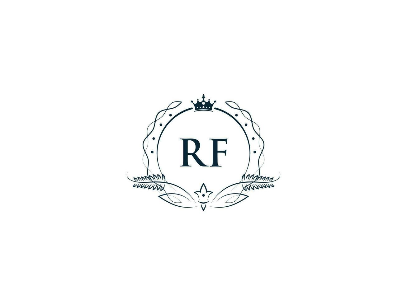 real corona rf logo icono, femenino lujo rf fr logo letra vector
