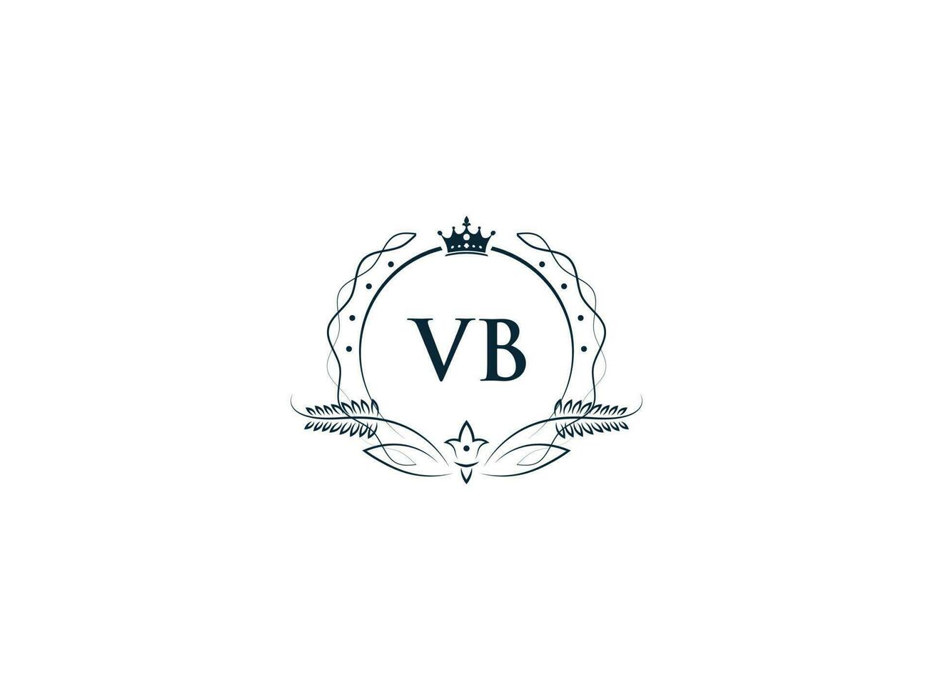 Initial Vb Logo Letter Design, Minimal Royal Crown Vb bv Feminine Logo Symbol vector