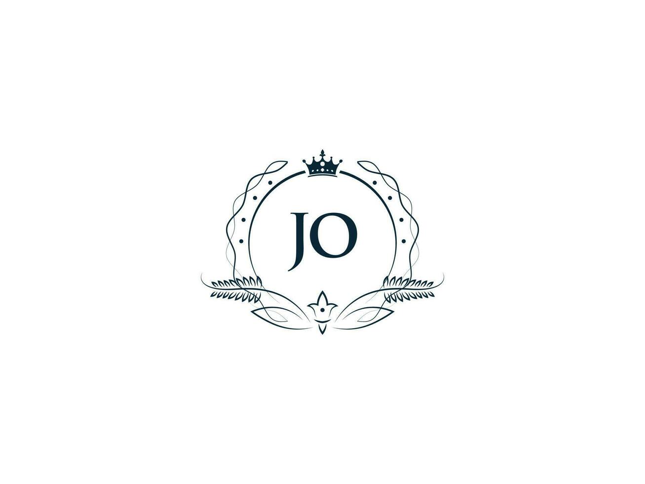 Monogram JO Feminine Company Logo Design, Luxury Jo oj Royal Crown Logo design vector