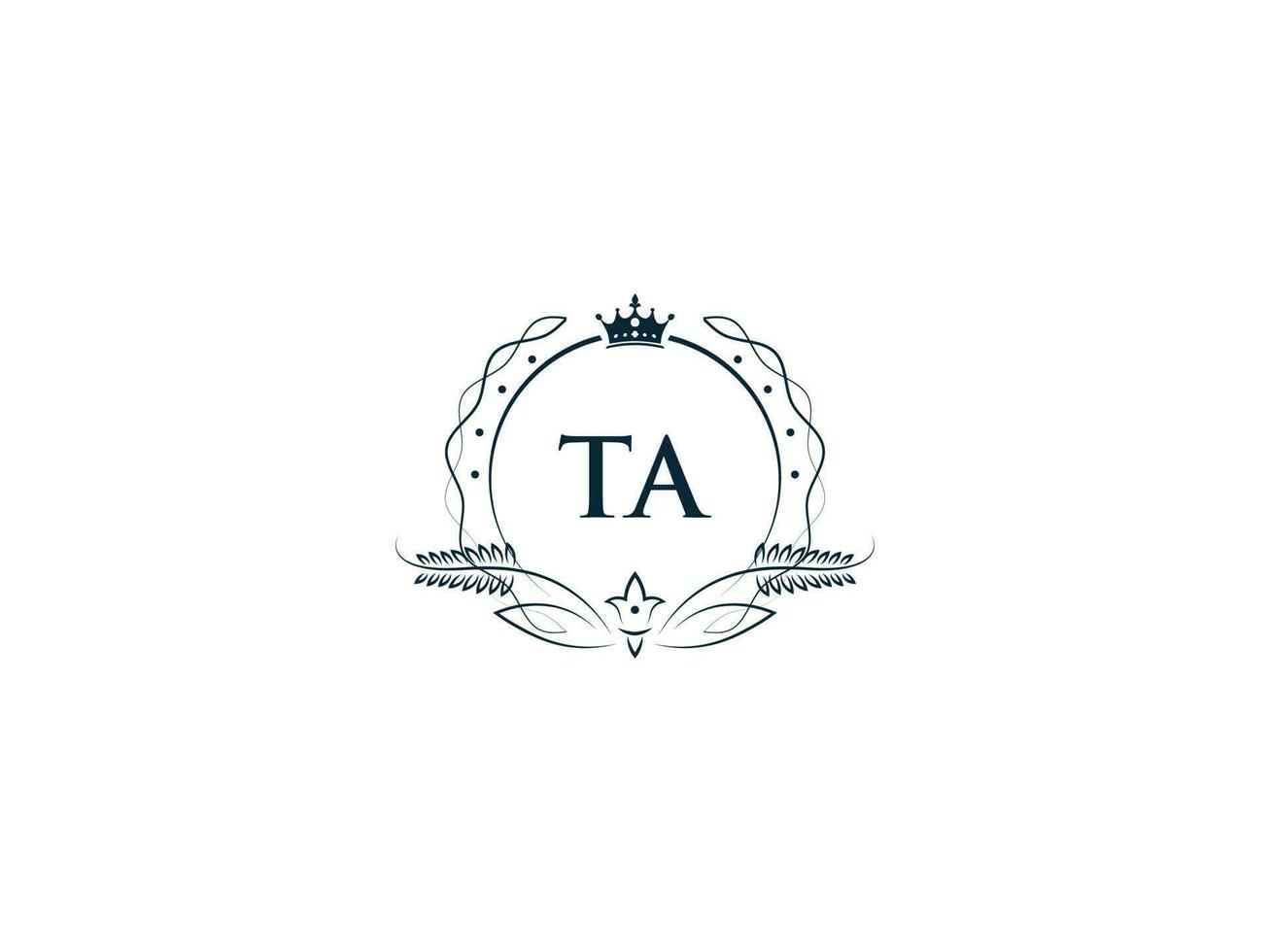 Initial Royal Ta Logo Icon, Minimalist Ta at Crown Logo design vector