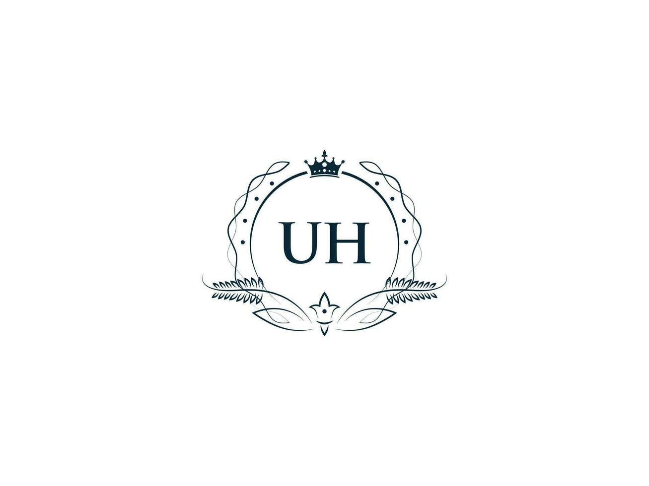 Initial Uh Minimal Luxury logo, Minimalist Royal Crown Uh hu Logo Icon Vector Art