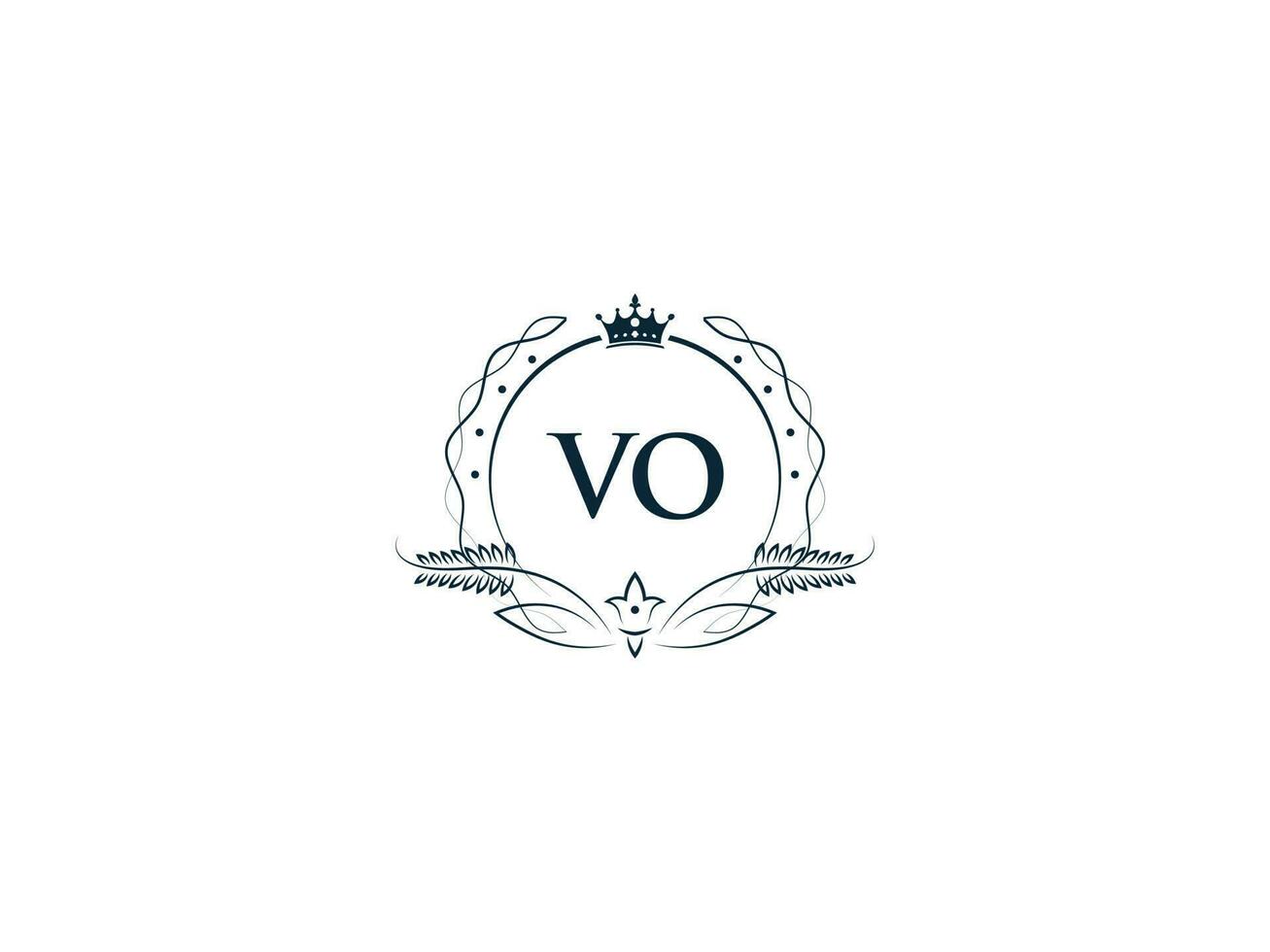 Initial Vo Logo Letter Design, Minimal Royal Crown Vo ov Feminine Logo Symbol vector