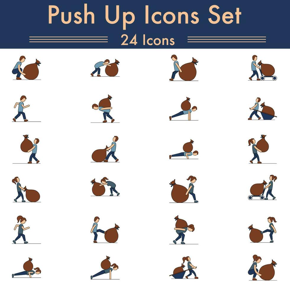 Colorful Set Of Push Up Icons In Flat Style. vector