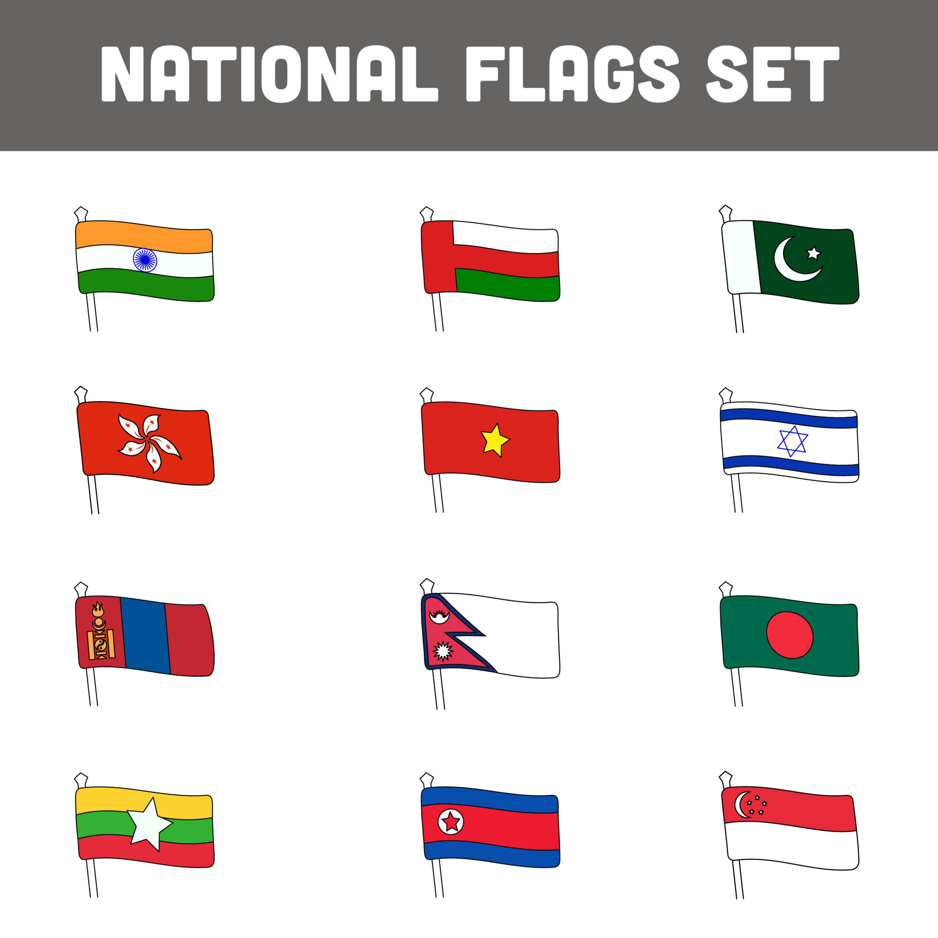 Different National Flags On White Background. 24482521 Vector Art at