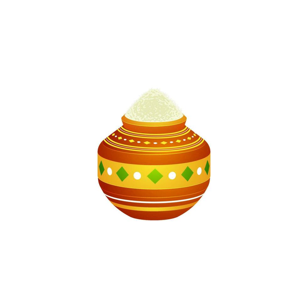 Traditional mud pot on white background. vector