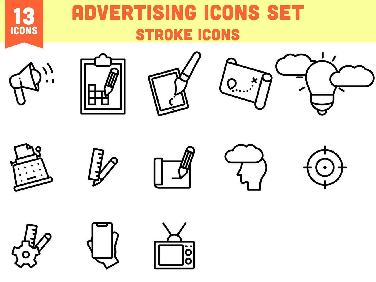 Isolated Advertising Icon in Black Line Art. vector