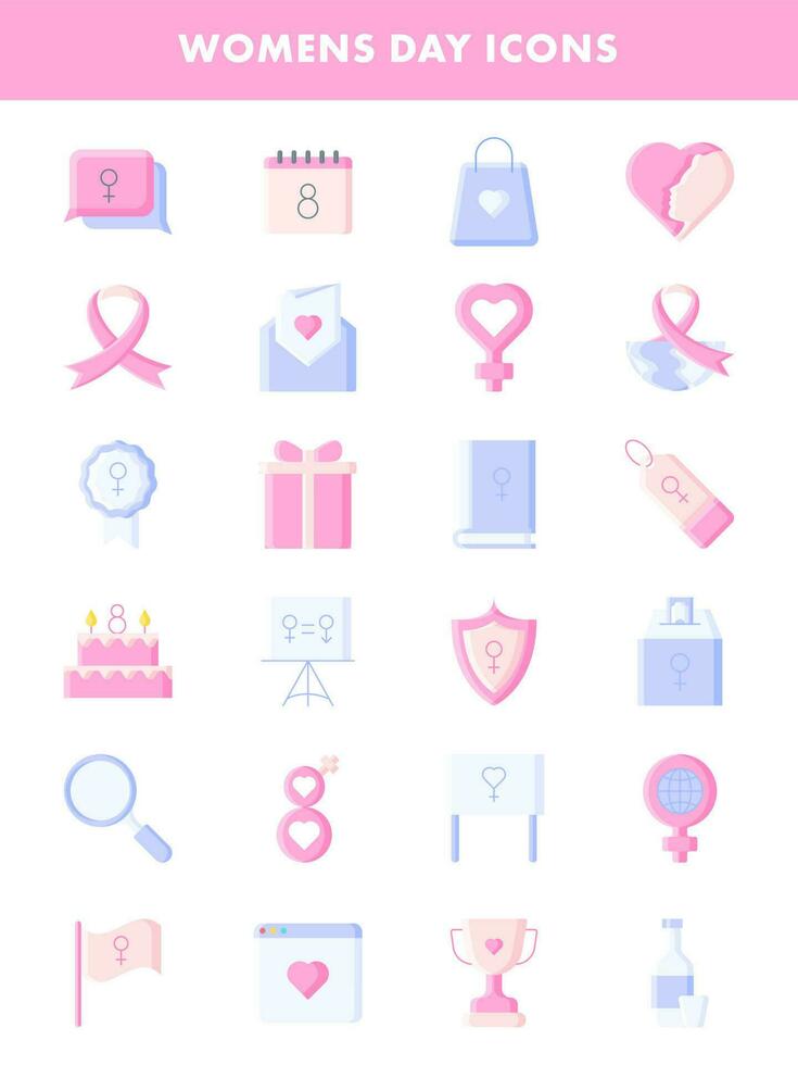 aislado De las mujeres día conjunto icono en azul y rosado color. vector