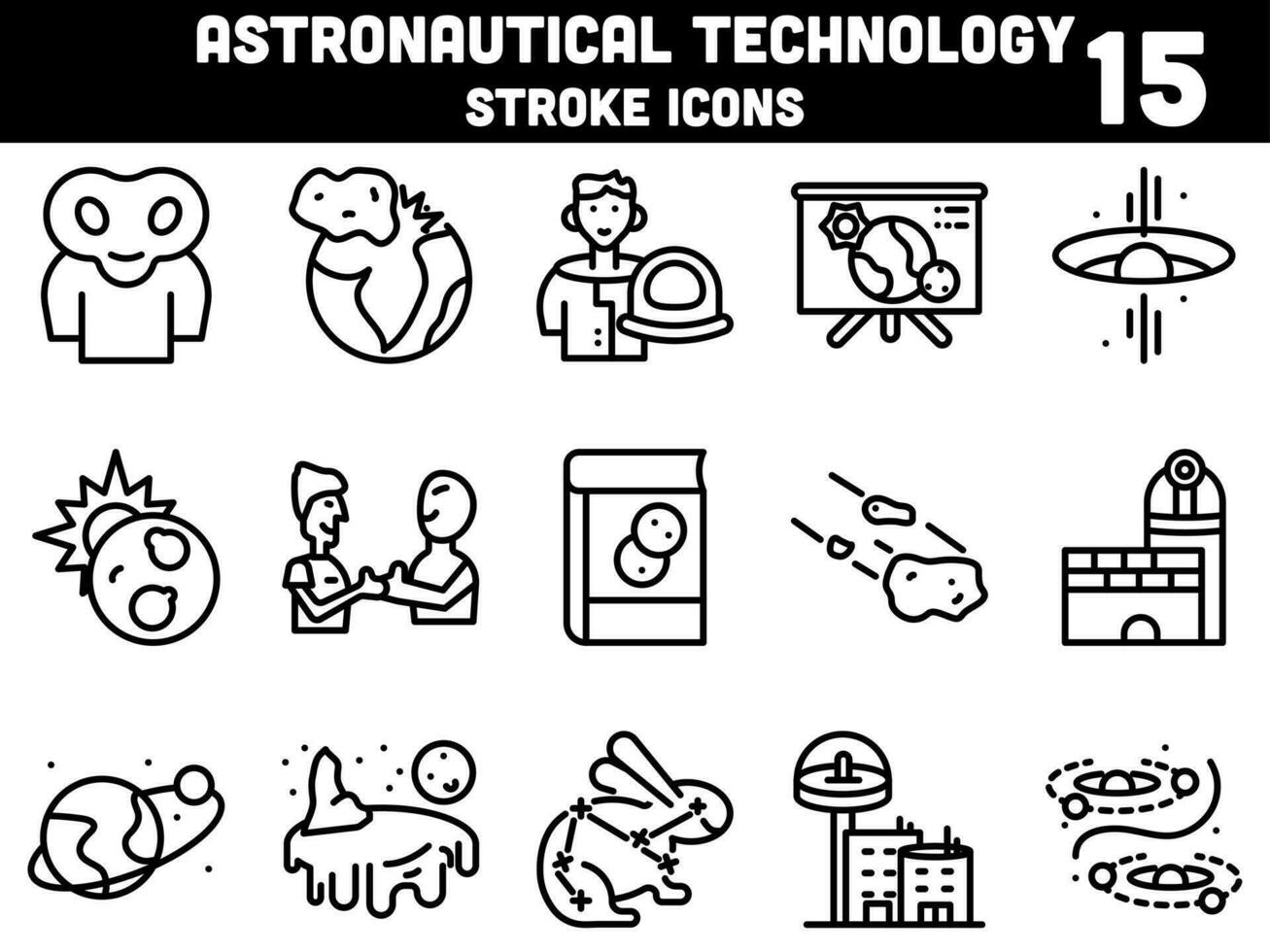 Isolated Astronautical Technology Icon Set In Linear Style. vector