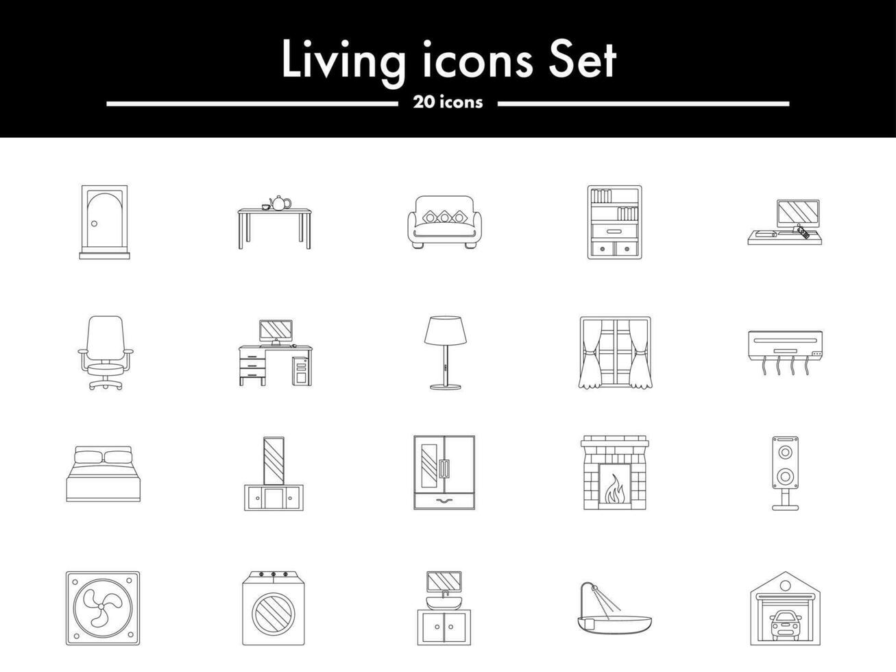 lineal estilo conjunto de vivo icono o símbolo. vector