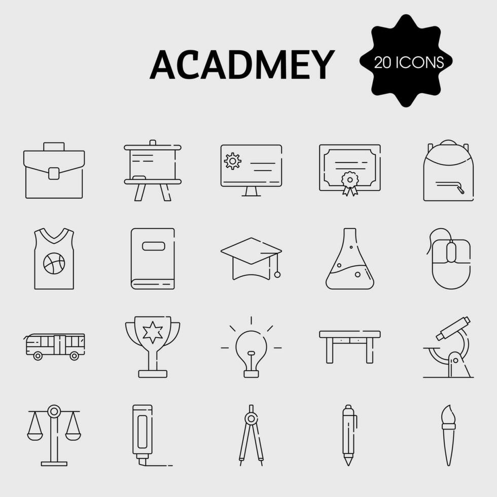 conjunto de academia 20 íconos en línea Arte. vector