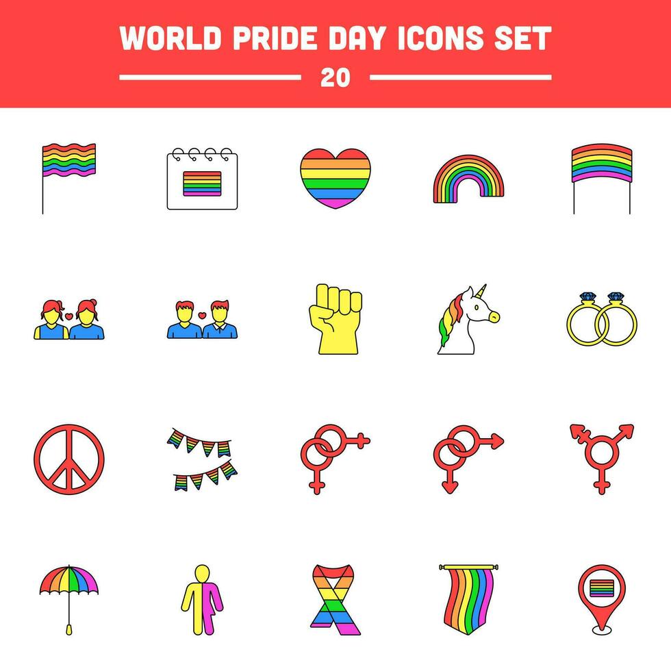 Colorful World Pride Day Icon Or Symbol In Flat Style. 24482885 Vector Art at Vecteezy