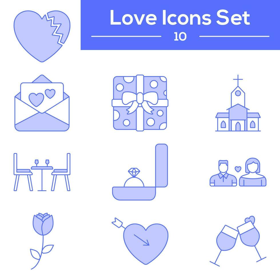 Blue And White Love Flat Icon Or Symbol. vector