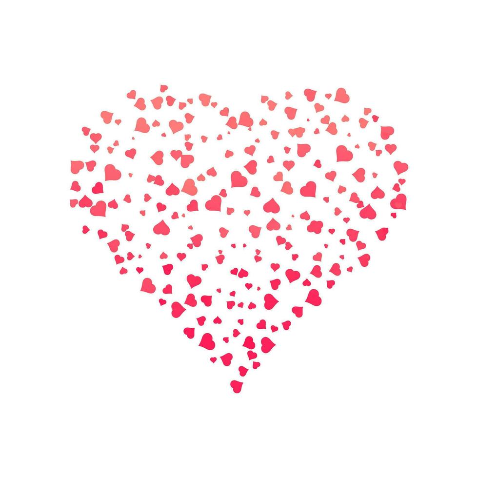 Creative heart made by tiny, little hearts on white background. vector