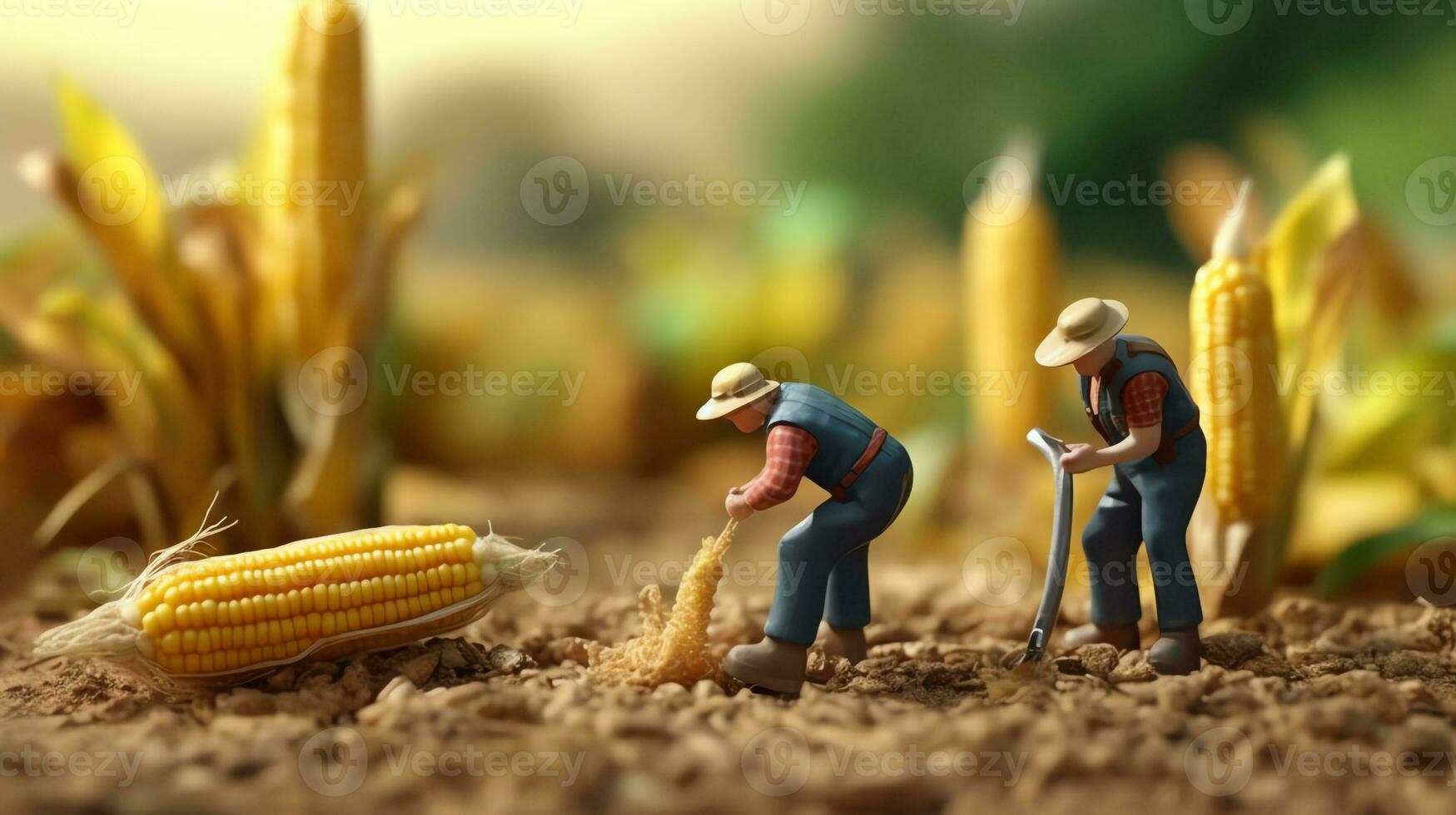 a miniature workers working on corn photo