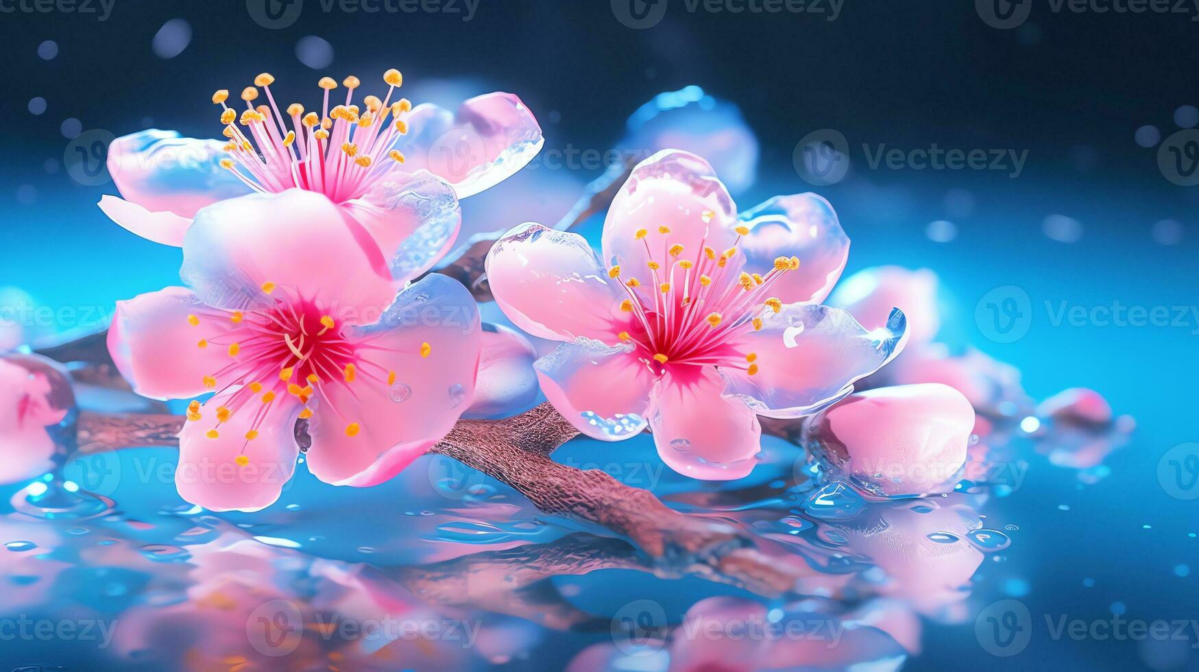 a close up of a branch with Beautiful Peach Blossom on it photo