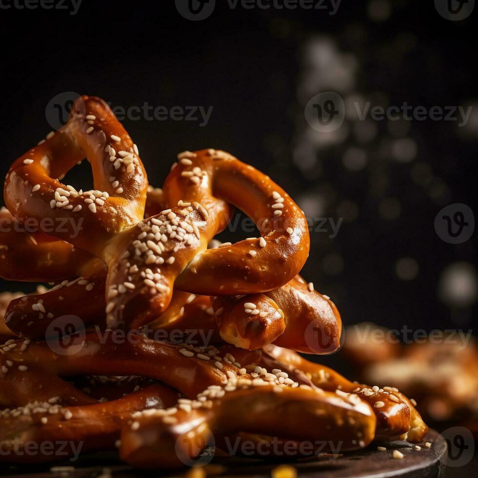 an Pretzels with blur background photo