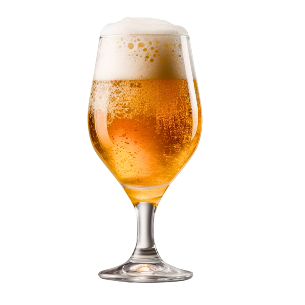 a frosty glass filled to the brim with a crisp, amber-hued beer. Tiny bubbles cling to the sides, hinting at the effervescence within. png