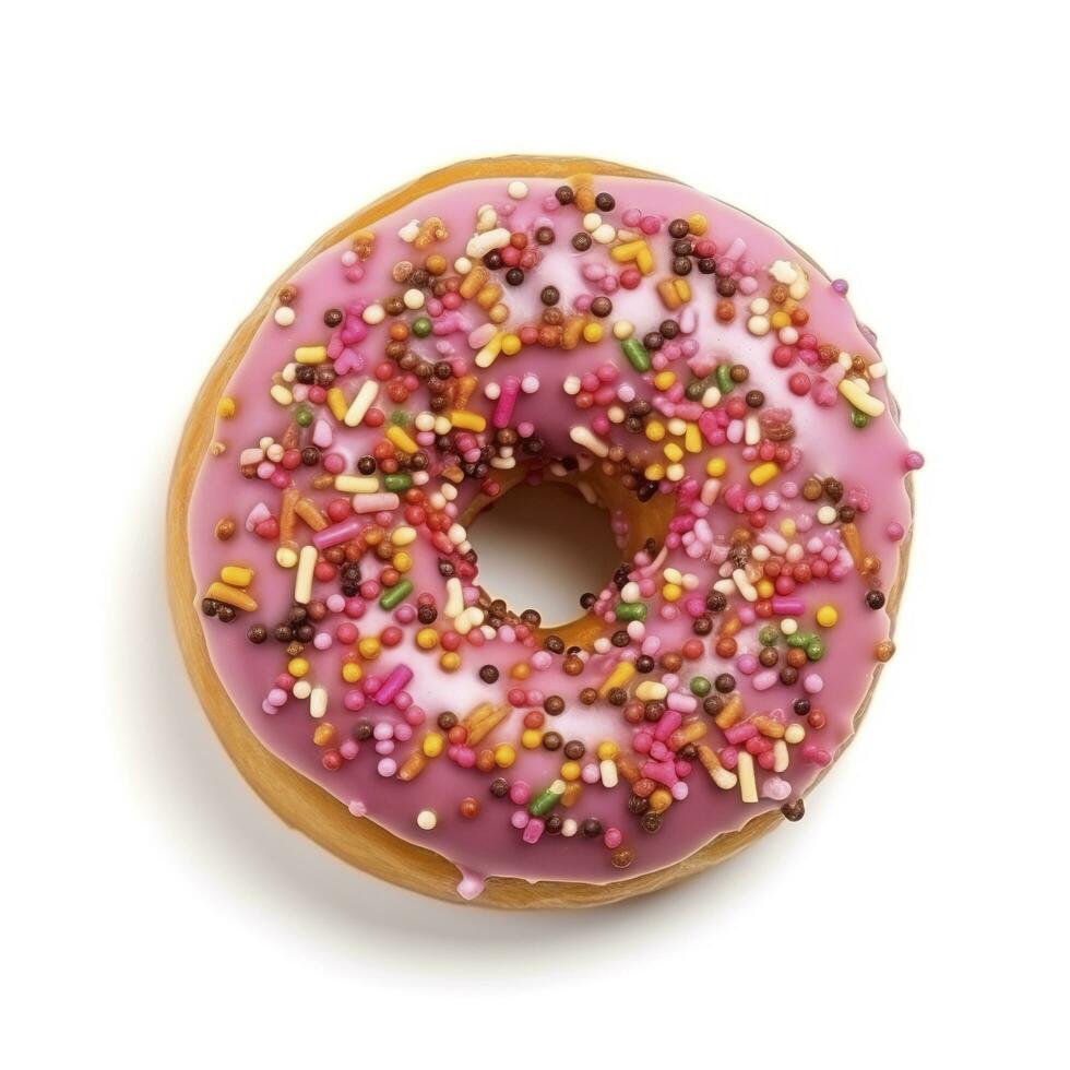 Chocolate Donut with Sprinkles on White, generate ai photo