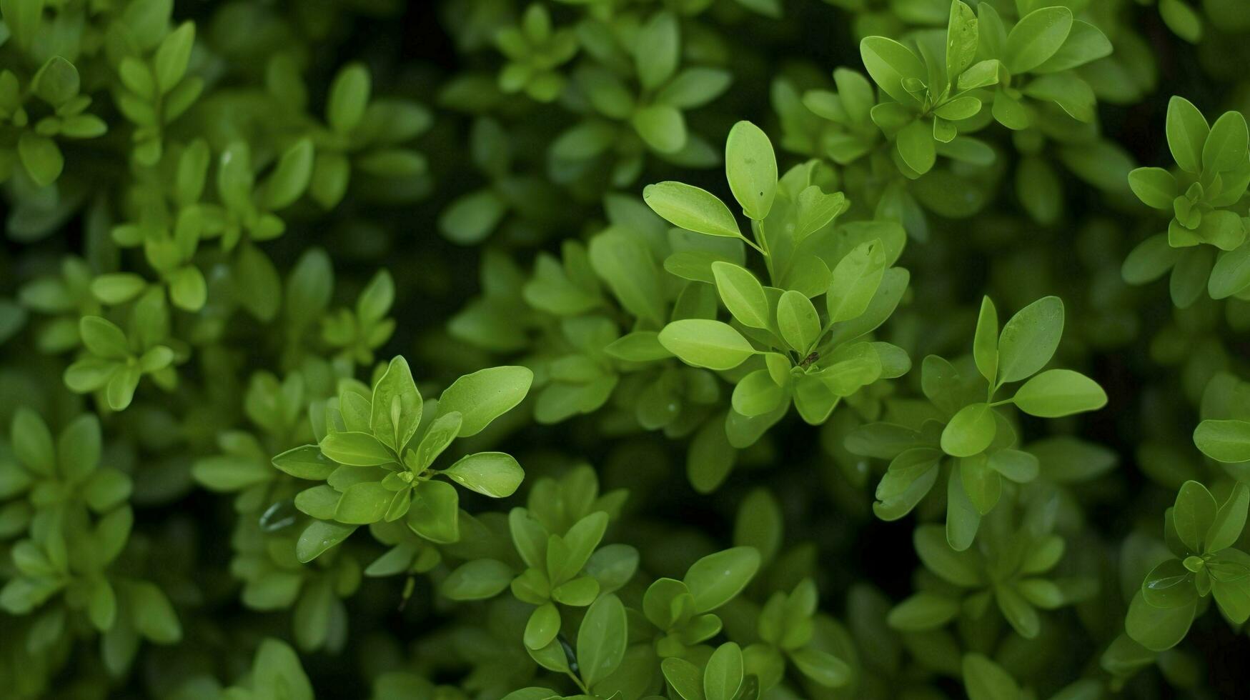 closeup shot of the small green leaves of a bush, generate ai photo