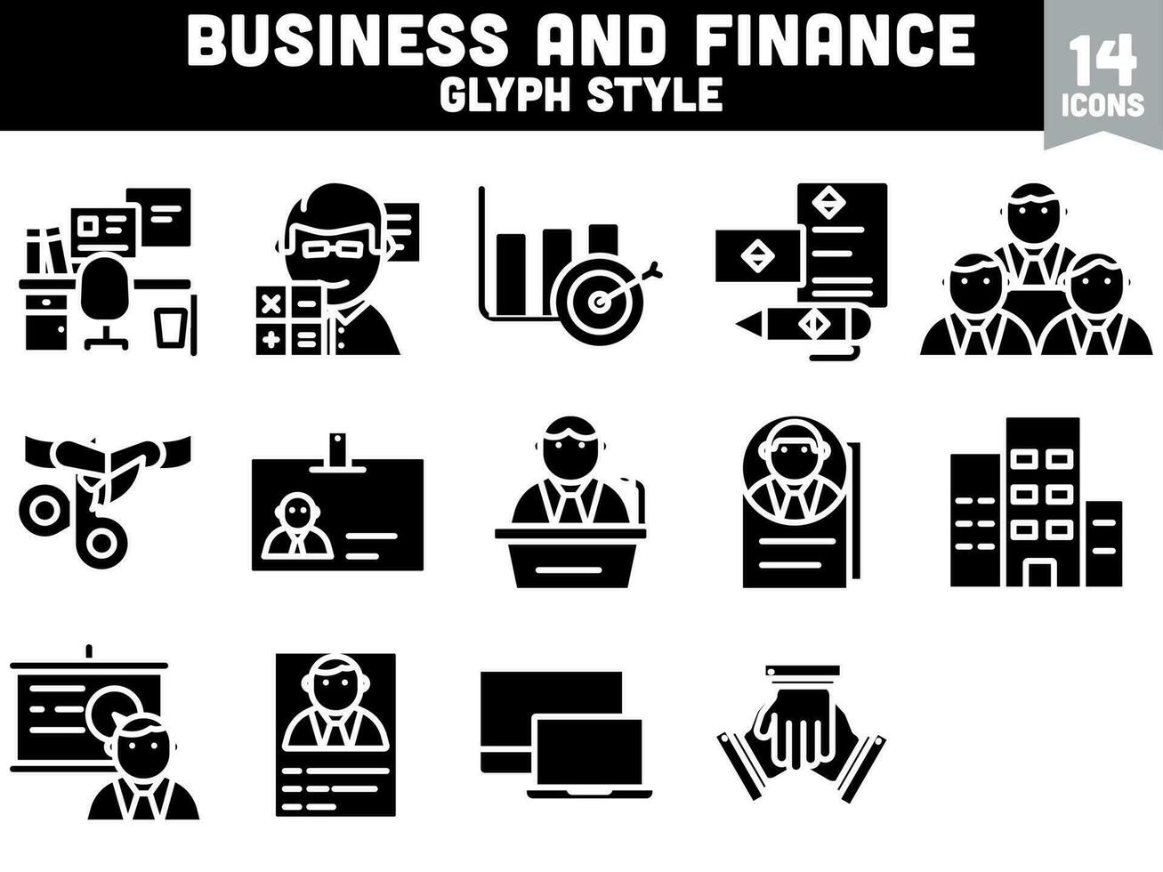 Glyph Stye Set of Business And Finance Icon. vector