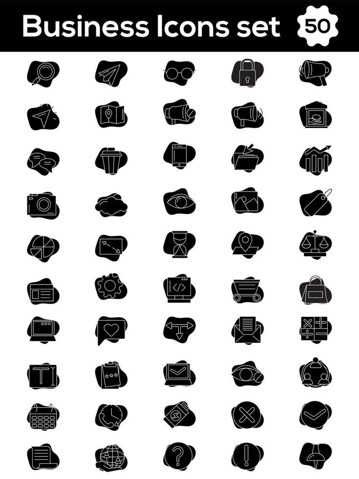 Glyph Style Set of Business Icon On White Background. vector