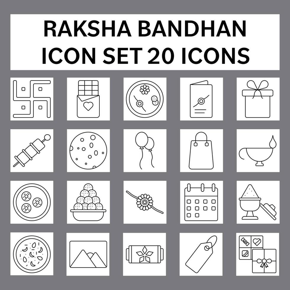 aislado 20 raksha Bandhan icono conjunto en línea Arte. vector