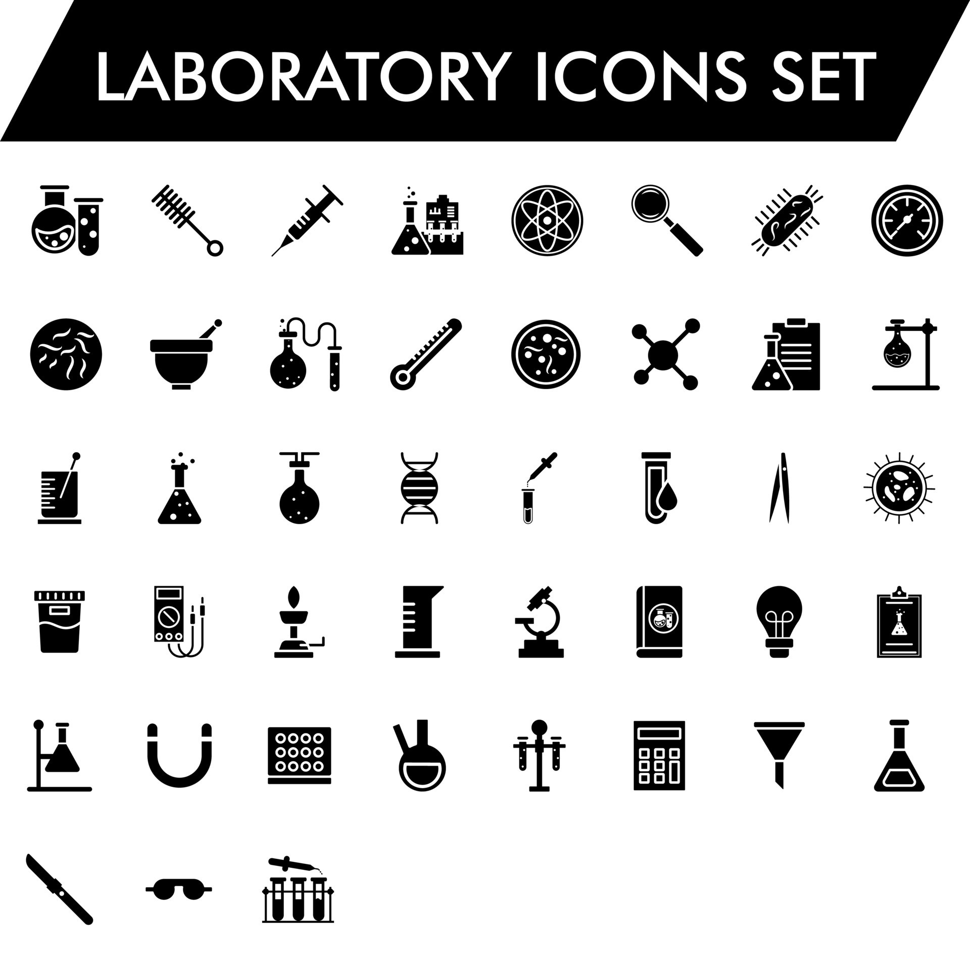Glyph icon set of Laboratory instruments. 24483358 Vector Art at Vecteezy