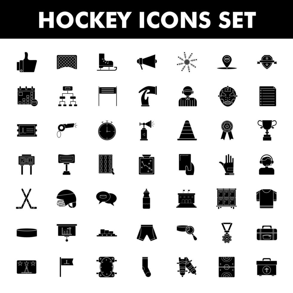 hockey icono conjunto en negro y blanco color vector