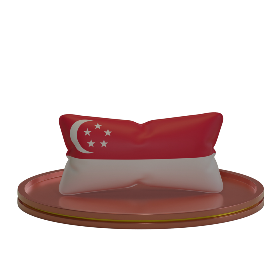 3d rendering pillow with Singapore Flag motif on a podium suitable for project design png