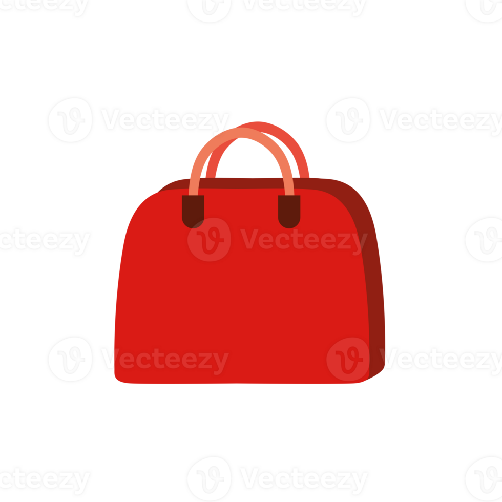 Red fashion bag with handles isolated, accessories concept png