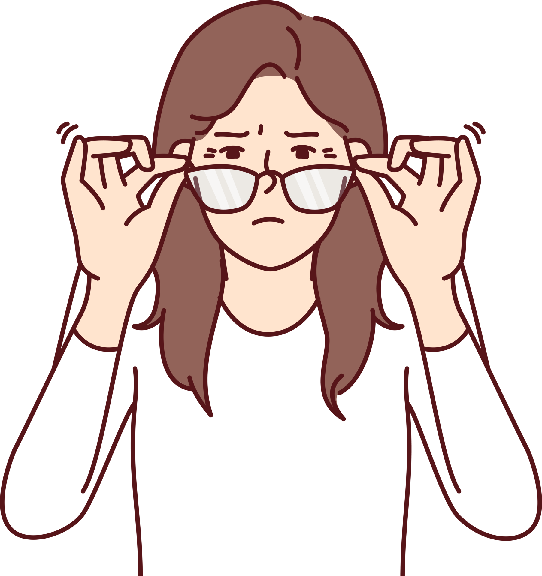 Woman with vision problems squint when touching does not help them see