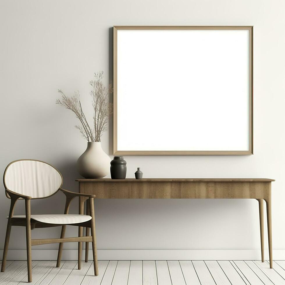 Modern and simple study room design with mockup poster frame, generate ai photo