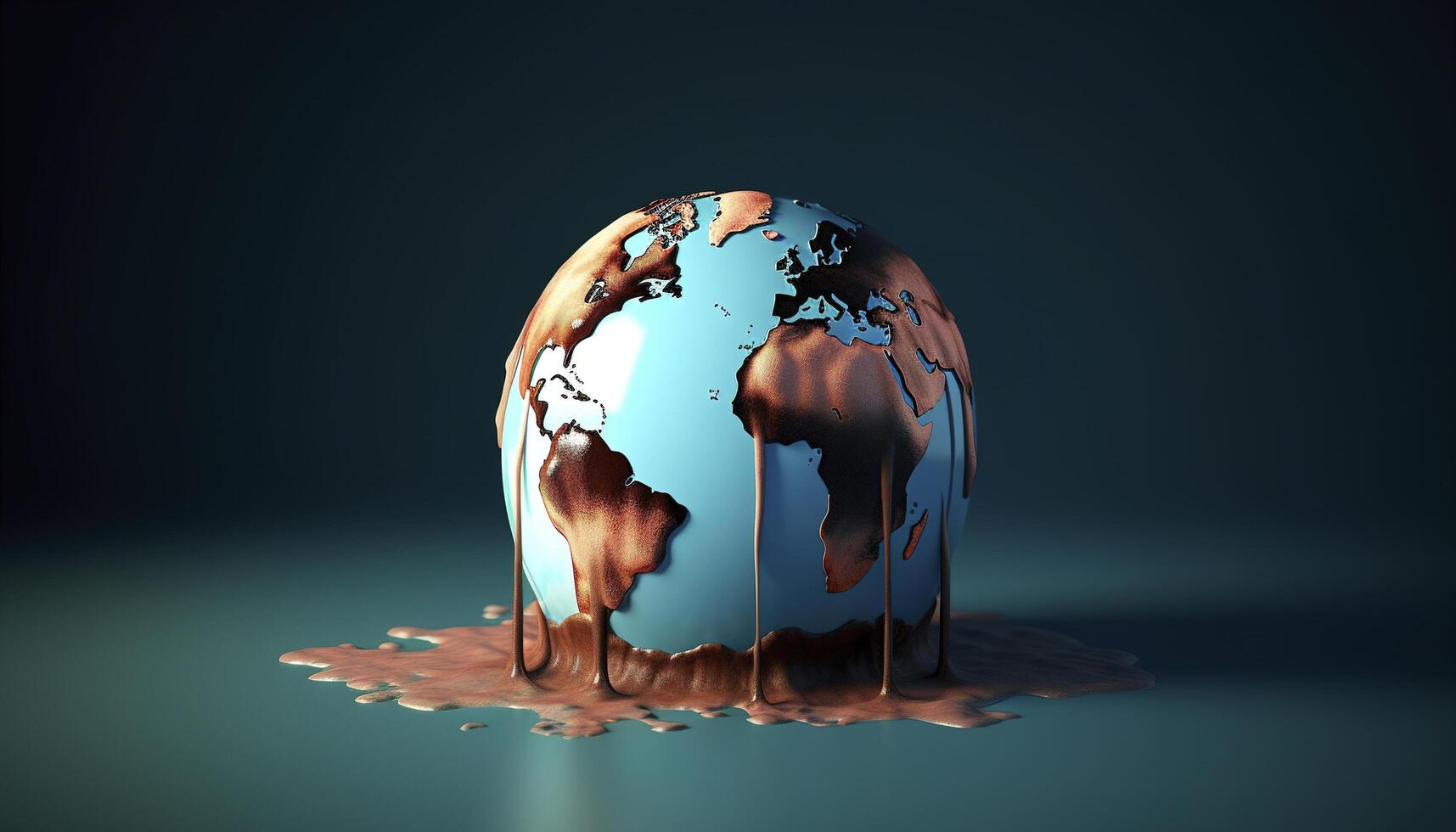 Earth melting by global warming or climate change problem, photo
