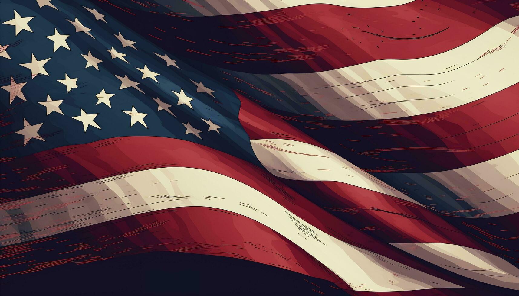 ilustración de el Estados Unidos nacional bandera, generar ai foto