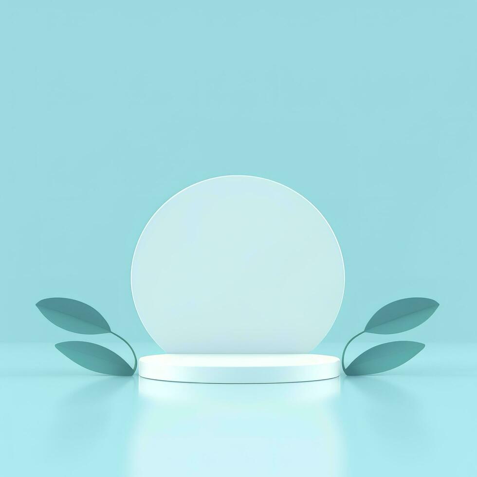 Minimal background. podium and blue background for product presentation. 3d rendering illustration. Luxury podium for product presentation 3d render, generate ai photo