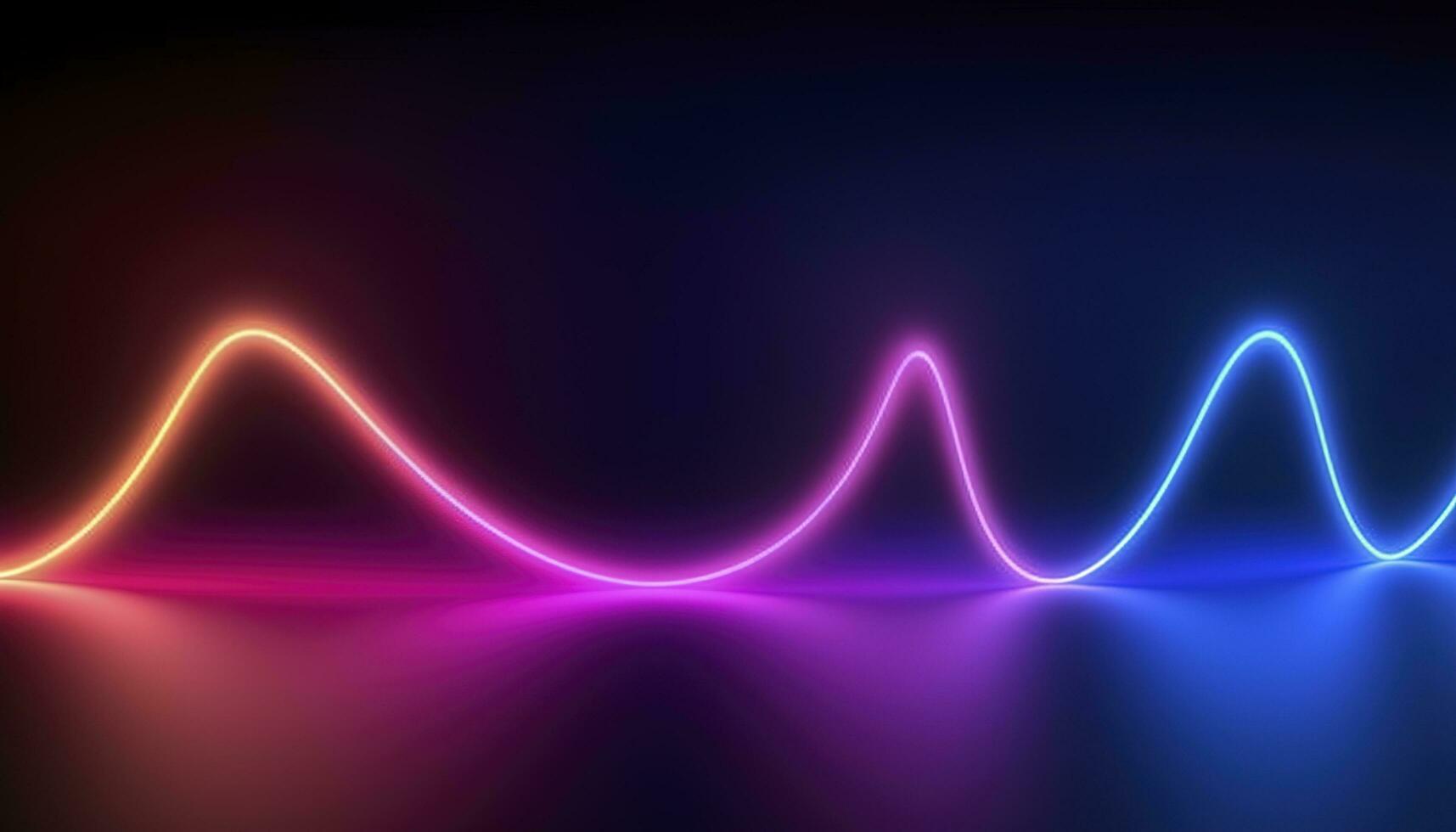 3d rendering, the abstract background of colorful neon wavy lines glowing in the dark. Modern simple wallpaper, generates ai photo