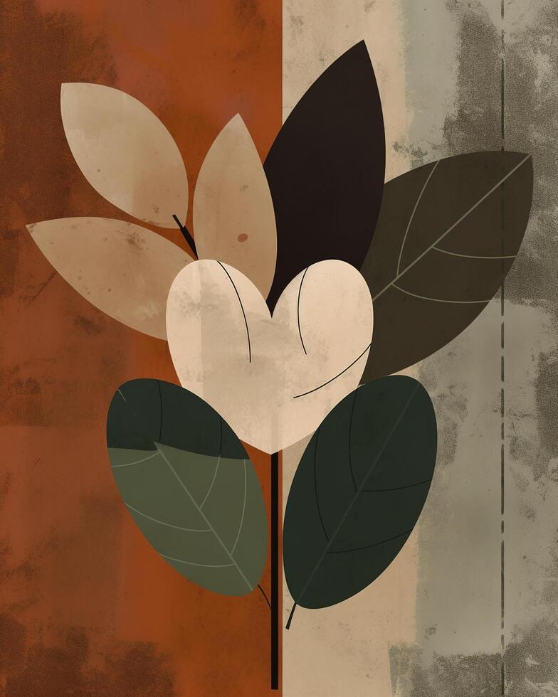 flower boho minimalist art. Art form design for wall art, decoration