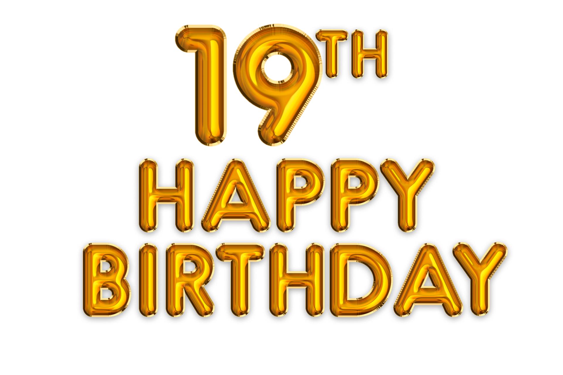 Happy 19th Birthday Gold Balloon 24483891 PNG