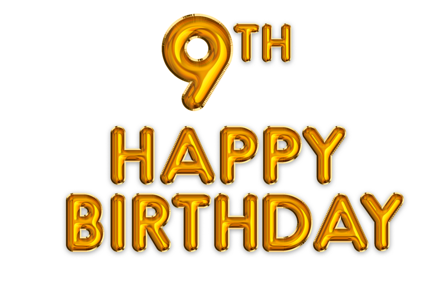Happy 9th Birthday Gold Balloon 24483896 PNG