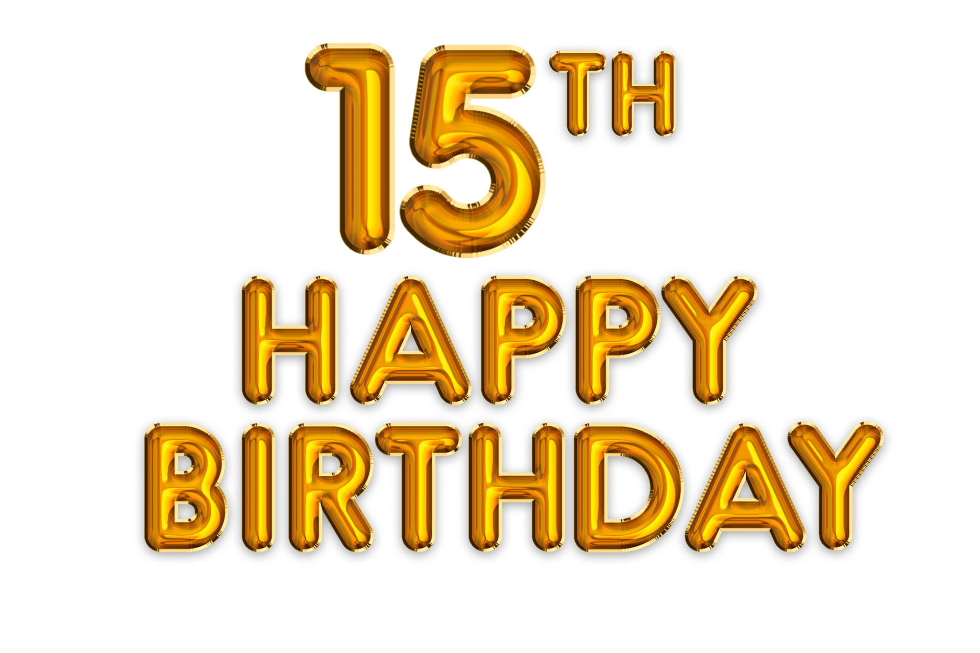 Happy 15th Birthday Gold Balloon 24483904 PNG