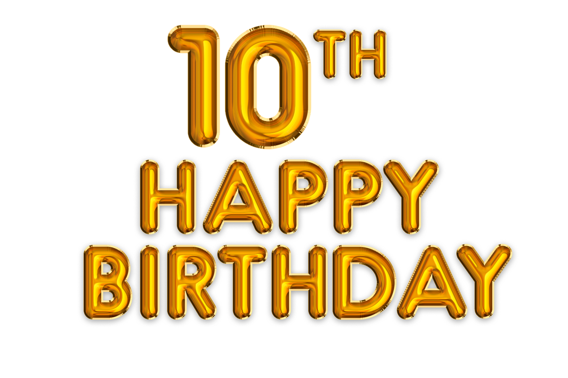 Happy 10th Birthday Gold Balloon 24483928 PNG