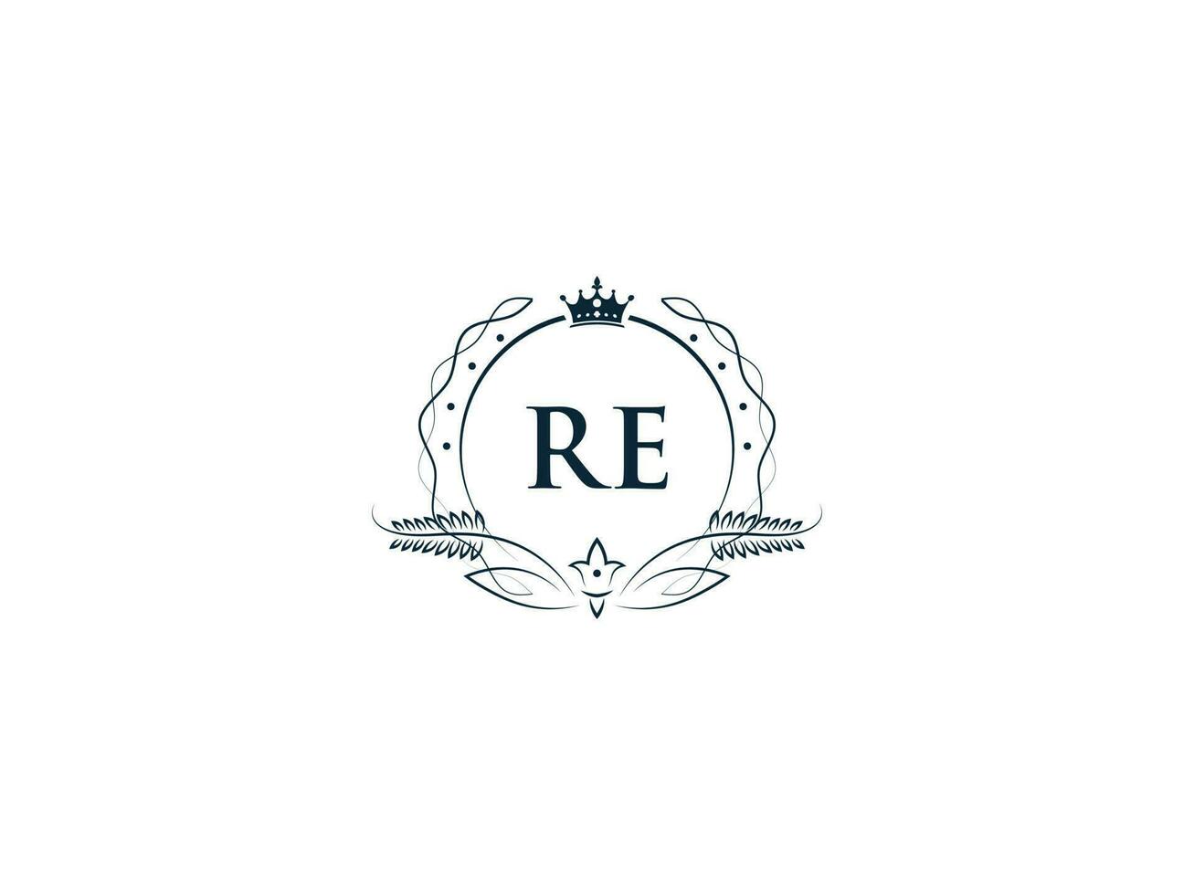 Royal Crown Re Logo Icon, Feminine Luxury Re er Logo Letter Vector