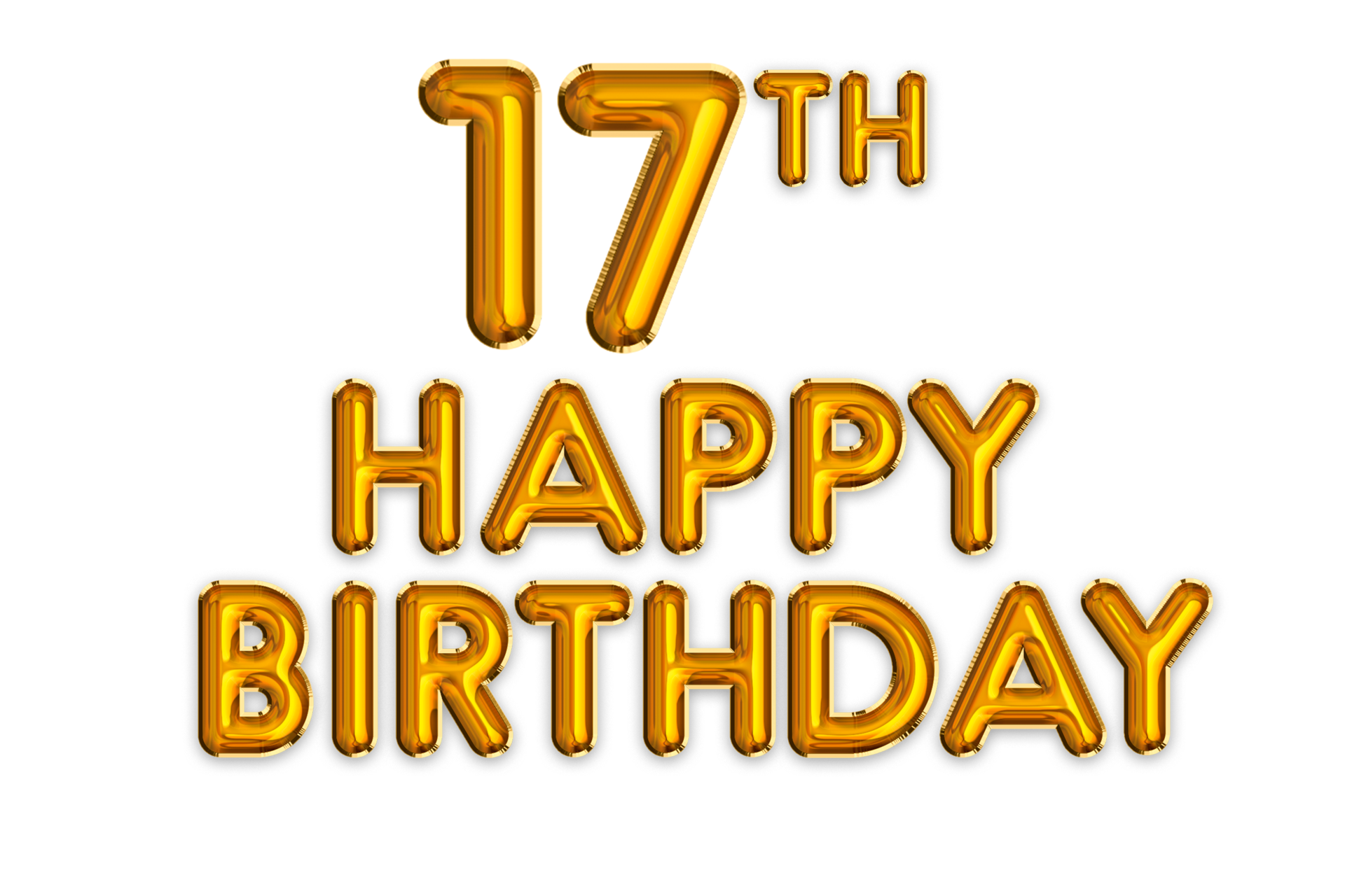 Happy 17th Birthday Gold Balloon 24483935 Png