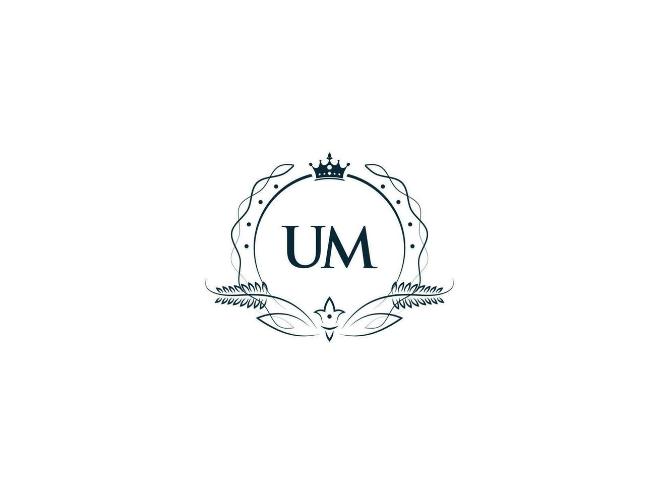 Initial Um Minimal Luxury logo, Minimalist Royal Crown Um mu Logo Icon Vector Art