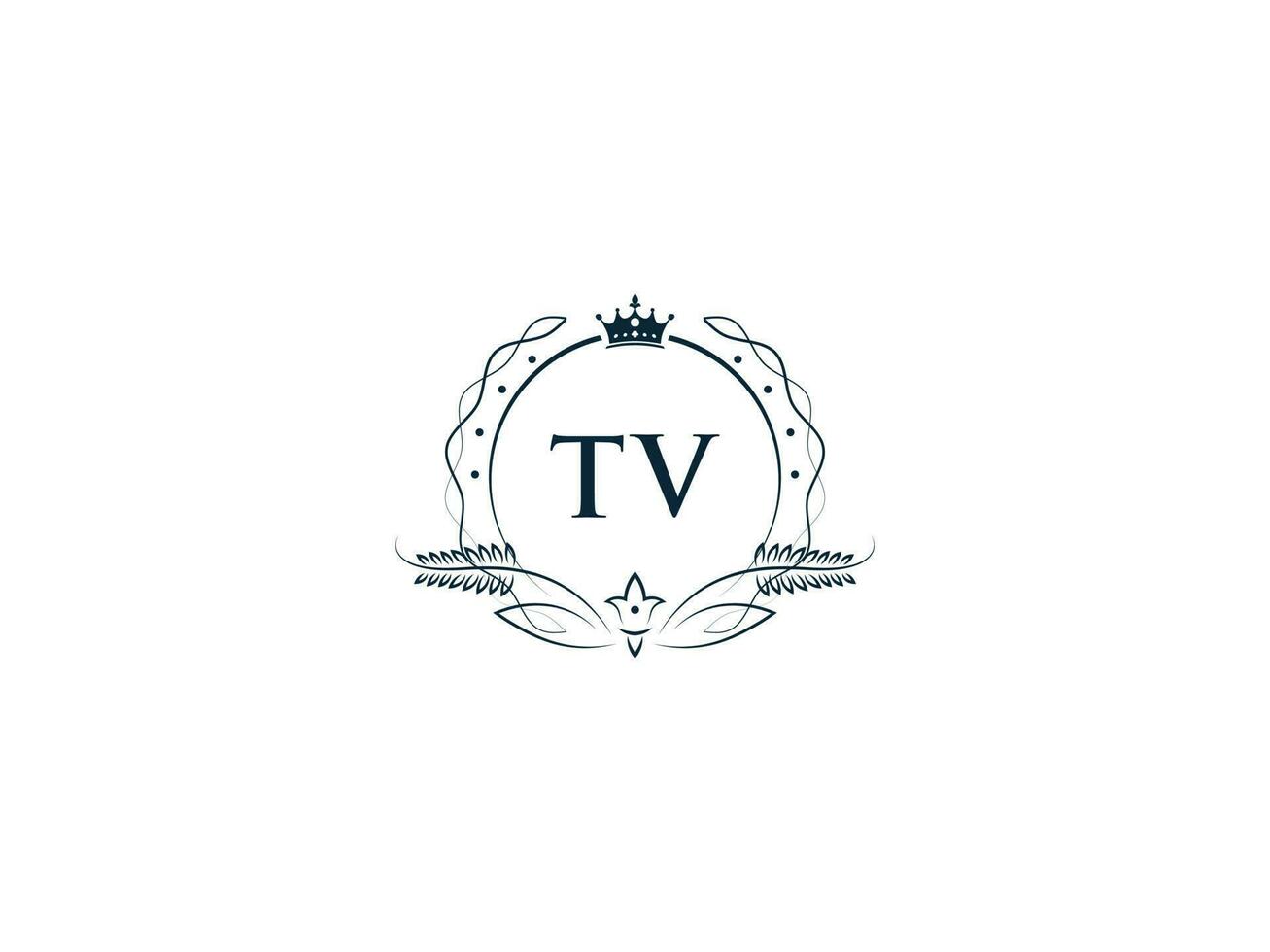 inicial real televisión logo icono, minimalista televisión Vermont corona logo icono vector