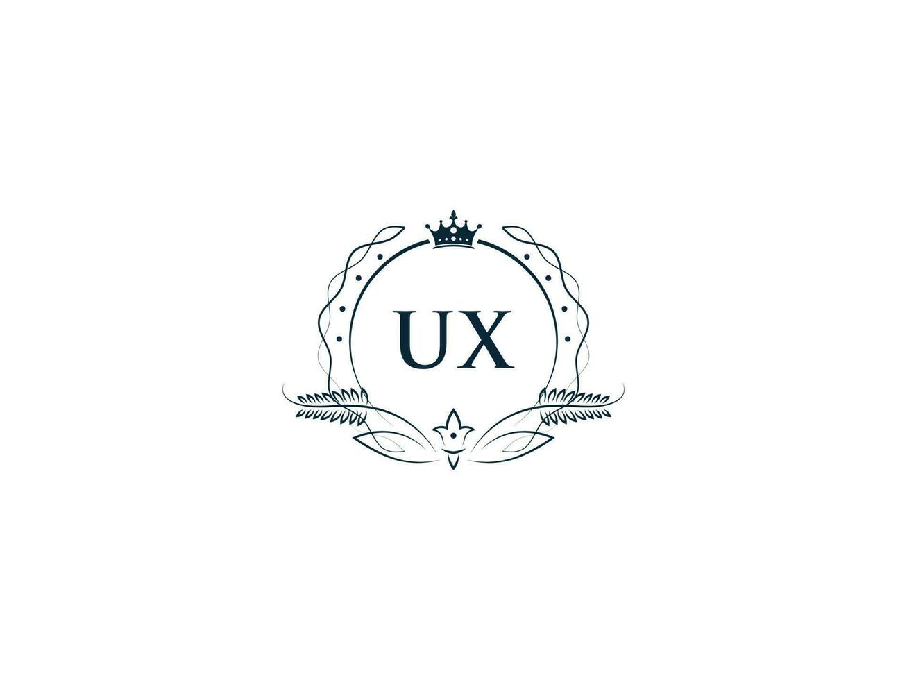 Initial Ux Minimal Luxury logo, Minimalist Royal Crown Ux xu Logo Icon Vector Art