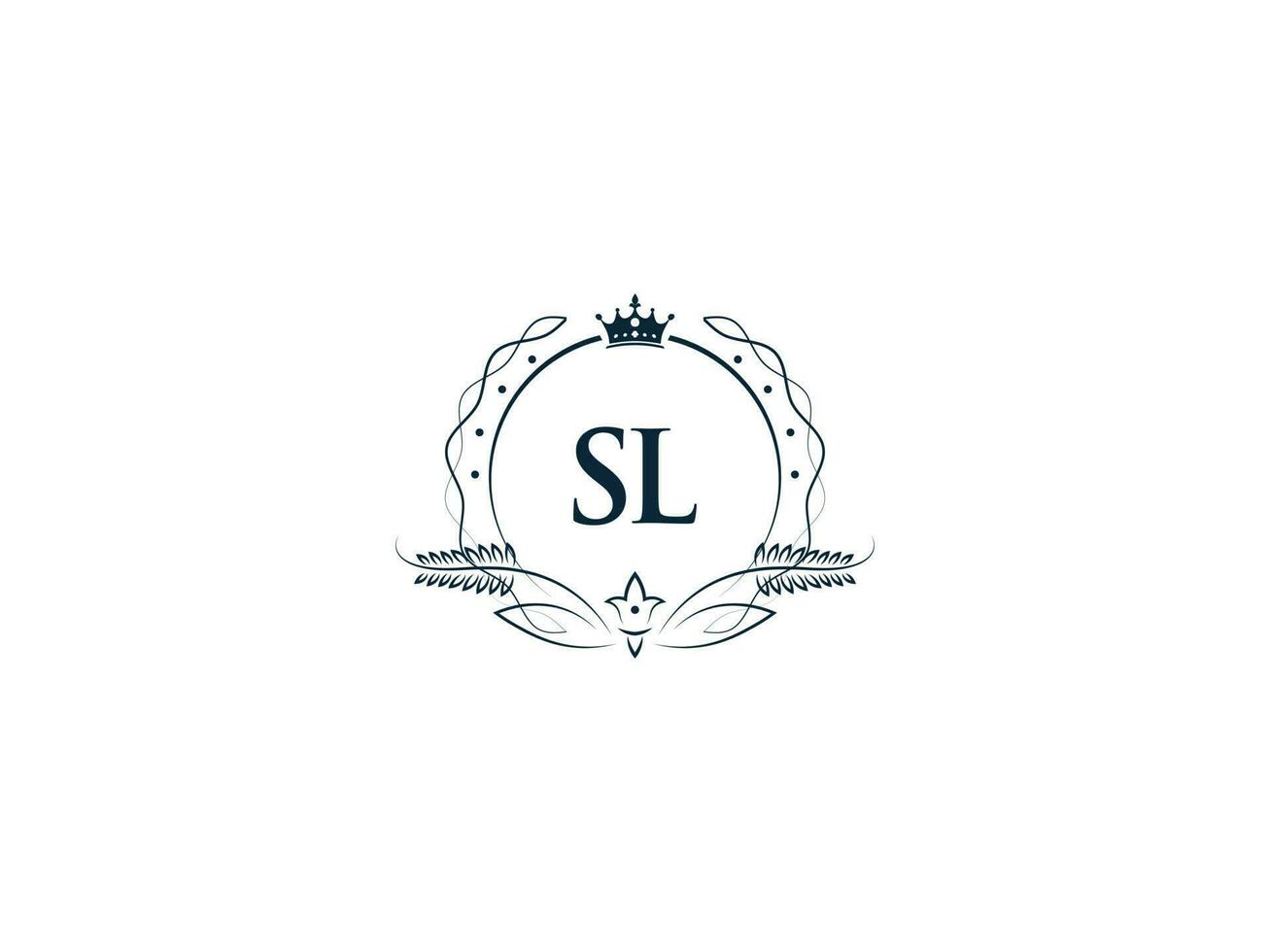 Minimalist Letter Sl Logo Icon, Monogram SL Royal Crown Logo Template vector