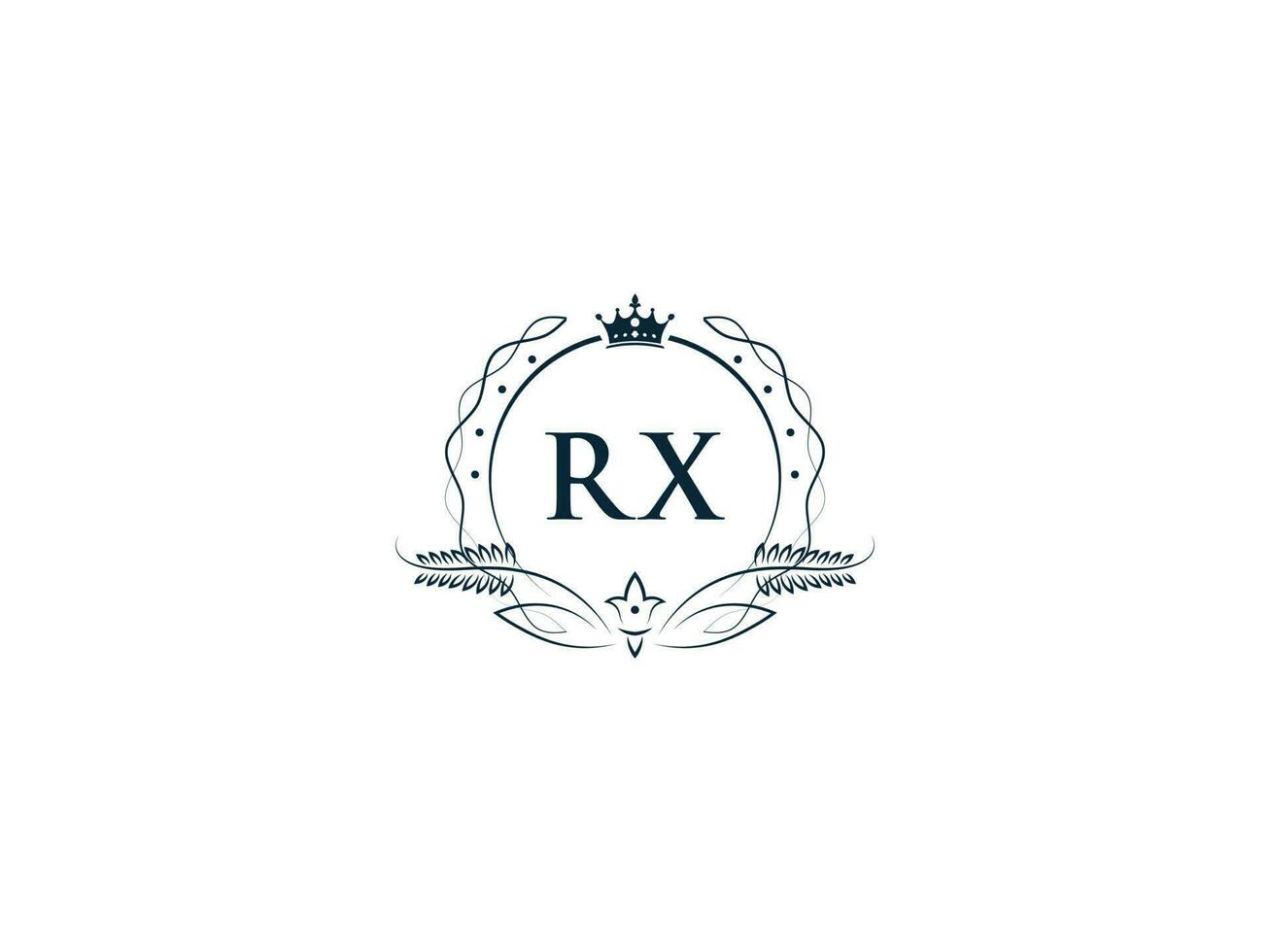 Royal Crown Rx Logo Icon, Feminine Luxury Rx xr Logo Letter Vector