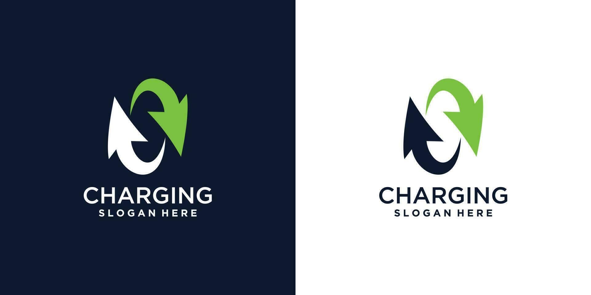 Charging logo design vector with abstract letter S style