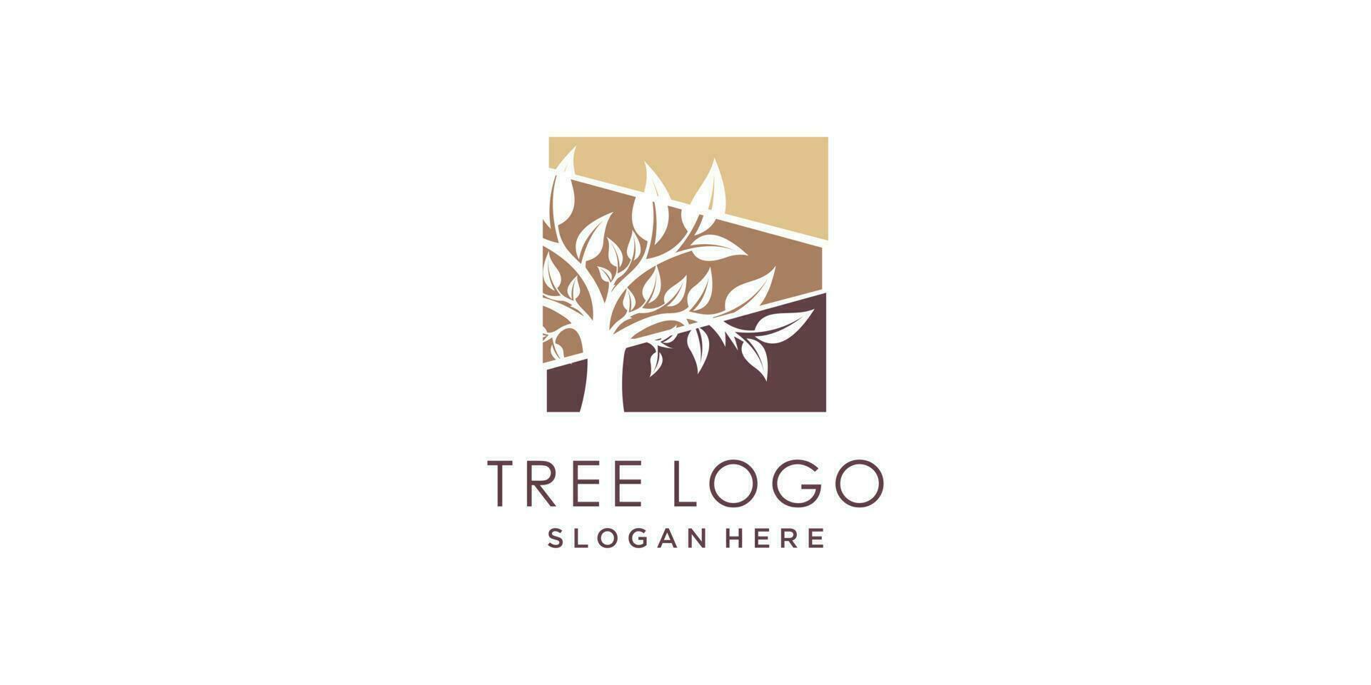 Nature logo design vector with tree and leaf style